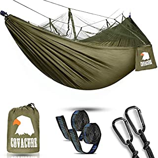 Camping Hammock with Net - Lightweight COVACURE Double Hammock, Portable Hammocks for Indoor, Outdoor, Hiking, Camping, Backpacking, Travel, Backyard, Beach