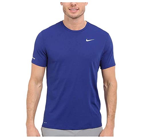 Nike Men's Dri-Fit Contour Running Shirt-Deep Royal Blue-Small