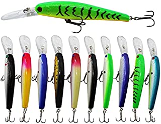 JSHANMEI 10pcs Hard Minnow Fishing Lures Bait Life-Like Swimbait Bass Crankbait for Pikes/Trout/Walleye/Redfish Tackle with 3D Fishing Eyes Strong Treble Hooks