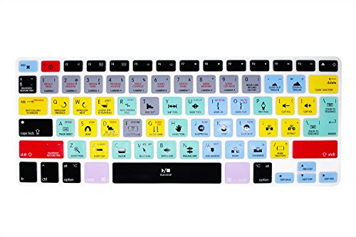 YYubao Premiere Pro CC MacBook Silicone Shortcut Hot Key Keyboard Protective Dust Cover Skin for MacBook Air 13 & MacBook Pro 13 15 17 (with/Without Retina Display) (Both US/European ISO Keyboard)