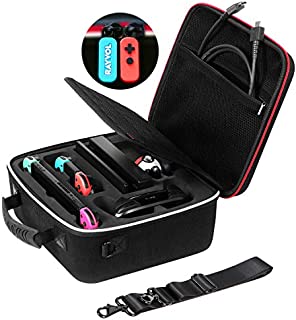 Rayvol Deluxe Carrying Case for Nintendo Switch, Travel Case with Rubberized Handle and Shoulder Strap, Fit Complete Switch System + Pro Controller + Poke Ball Plus