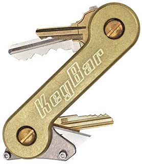 Brass KeyBar Key Organizer EDC Tool | Everyday Carry Compact Key Holder Multi-Tool and Keychain Organizer with Pocket Clip (Holds up to 12 Keys) Made in the USA