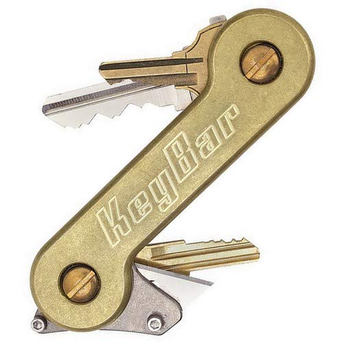 Brass KeyBar Key Organizer EDC Tool | Everyday Carry Compact Key Holder Multi-Tool and Keychain Organizer with Pocket Clip (Holds up to 12 Keys) Made in the USA