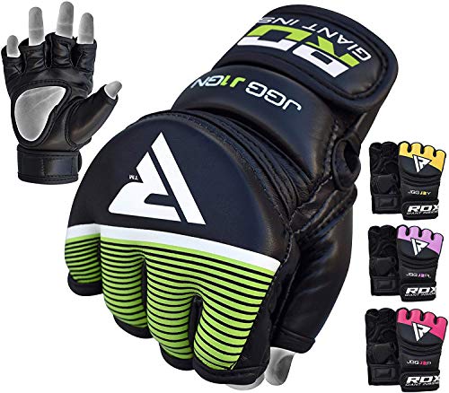 RDX Kids MMA Gloves for Grappling Martial Arts Training | Maya Hide Leather Mitts for Youth |Good for Kickboxing, Sparring, Muay Thai, Junior Cage Fighting & Punching Bag