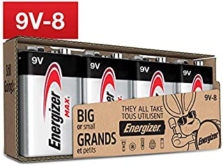 Energizer Max 9V Batteries, Premium Alkaline 9 Volt Batteries (8 Battery Count)