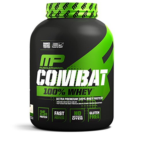 MusclePharm Combat 100% Whey, Muscle-Building Whey Protein Powder, Vanilla, 5 Pounds, 73 Servings