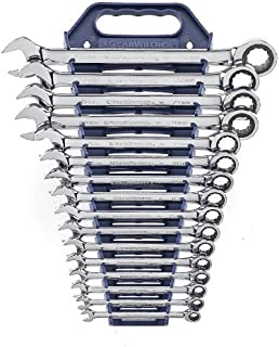 GEARWRENCH 16 Pc. 12 Point Ratcheting Combination Metric Wrench Set - 9416,Silver