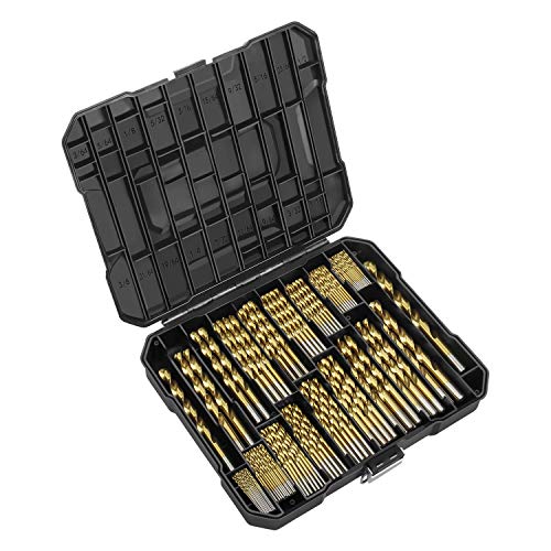 EnerTwist Titanium Drill Bit Kit Set for Metal and Wood 230-Piece - Anti-Walking 135° Tip Coated HSS from 3/64