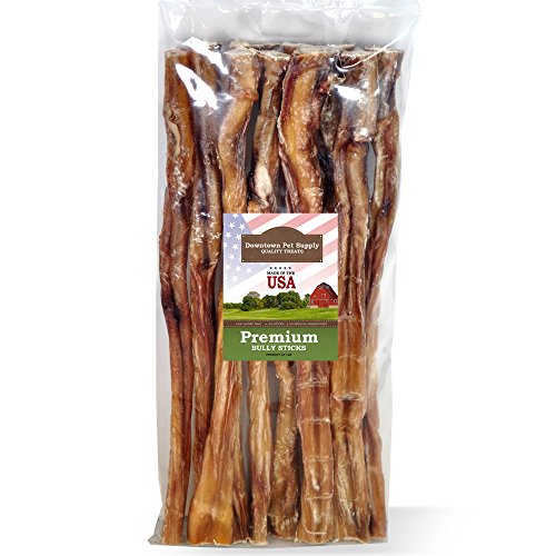 Downtown Pet Supply 12 Inch American Bully Sticks for Dogs Made in USA - Odorless Dog Dental Chew Treats, High in Protein, Alternative to Rawhides (12 Inch, 10 Pack)