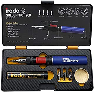 Iroda Solderpro Pro 90K, Cordless Soldering Iron Kit, 4-in-1 Heat Shrink, Hot Knife, Butane Soldering Iron Torch, Perfect For Hobbyists, 25 Second Heat Up, 100 Mins Run Time Butane Not Included