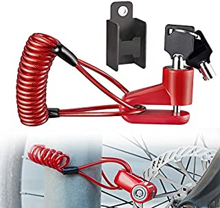 Enmoo Universal Disc Brake Lock Bike Anti -Theft Disc Lock Mountain Road MTB Cycling Rotor Disc Brake Wheel Lock with Reminder Cable Red