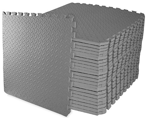 BalanceFrom Puzzle Exercise Mat with EVA Foam Interlocking Tiles (Gray)