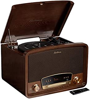 Electrohome Kingston 7-in-1 Vintage Vinyl Record Player Stereo System with 3-Speed Turntable, Bluetooth, AM/FM Radio, CD, Aux in, RCA/Headphone Out, Vinyl/CD to MP3 Recording & USB Playback (RR75)