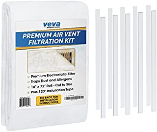 VEVA Complete Premium Vent Register Filters Kit - 72 x 16 Electrostatic Media & 120 of Tape (30+ Filters per Roll) for HVAC, AC & Heating Intake Registers & Grilles to Reduce Dust and Allergy