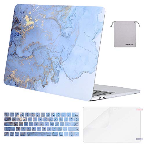 MOSISO Compatible with MacBook Pro 13 inch Case A2159 A1989 A1706 A1708, Water Blue Marble