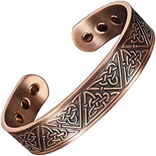 Mens Copper Magnetic Bracelet by Holistic Magnets Celtic Bracelet Arthritis Pain Relief Healing Bangle Magnetic Therapy Bracelet (TKC)-Trinity Knot (M: Wrist 6.5-7.5 inch)