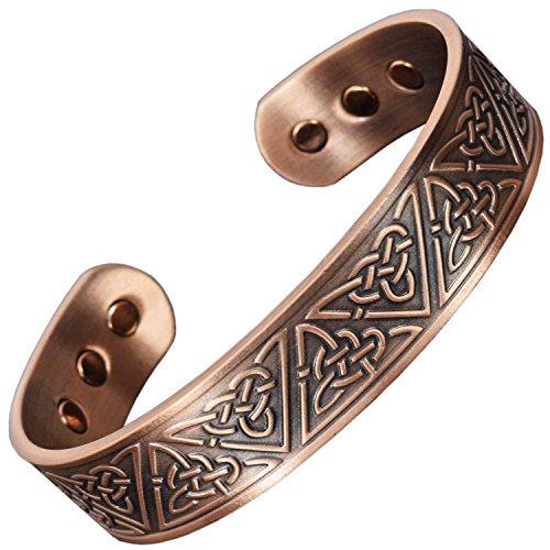 Mens Copper Magnetic Bracelet by Holistic Magnets Celtic Bracelet Arthritis Pain Relief Healing Bangle Magnetic Therapy Bracelet (TKC)-Trinity Knot (M: Wrist 6.5-7.5 inch)