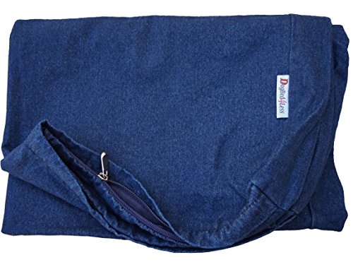 Dogbed4less XXL 55X37X4 Inches Blue Color Denim Jean Dog Pet Bed External Zipper Duvet Cover - Replacement Cover only