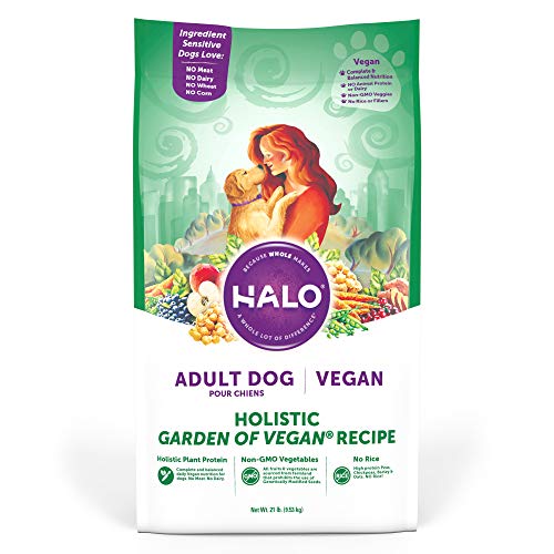 Halo Vegan Dry Dog Food - Premium and Holistic Garden of Vegan Recipe - 21 Pound Bag - Sustainably Sourced Adult Dry Dog Food - Non-GMO and Made in the USA