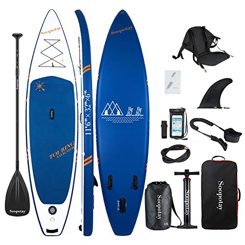 Soopotay Inflatable Standup Paddleboard, Inflatable SUP Board Stand Up, iSUP Package with All Accessories (Navy Blue, 11'6'' x 32'' x 6'')