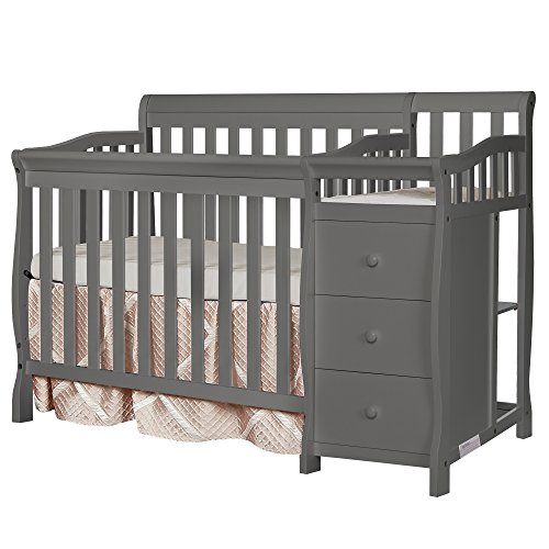 Dream On Me Jayden 4-in-1 Mini Convertible Crib And Changer in Storm Grey, Greenguard Gold Certified