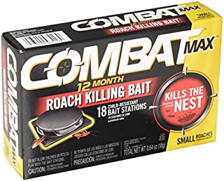 Combat Max 12 Month Roach Killing Bait, Small Roach Bait Station, Child-Resistant, 18 Count