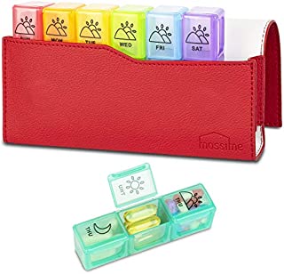 Large Daily Pill Organizer 3 Times a Day, Light Proof Pill Box and Organizer 7 Day with PU Leather Pill Case, BPA Free, Pill Holder for Supplierment, Pill Container Medication Holder for Vitamin