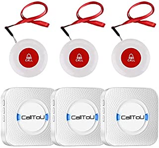 CallToU Wireless Caregiver Pager Call System 3 SOS Call Buttons/Transmitters 3 Receivers Nurse Calling Alert Patient Help System for Home/Personal Attention Pager 500+Feet Plugin Receiver Alert