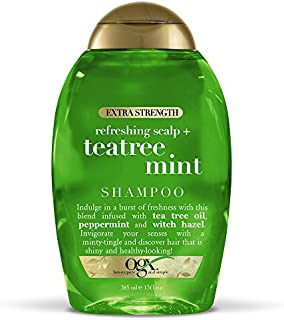 OGX Extra Strength Refreshing Scalp + Teatree Mint Shampoo, Invigorating Scalp Shampoo with Tea Tree & Peppermint Oil & Witch Hazel, Paraben-Free, Sulfate-Free Surfactants, 13 fl oz