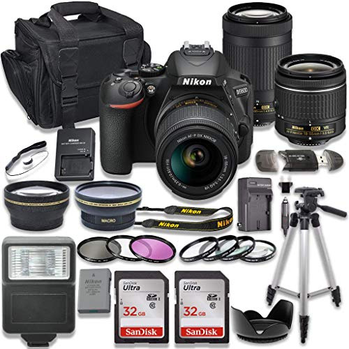 Nikon D5600 DSLR Camera with AF-P 18-55mm VR Lens + Nikon AF-P 70-300mm f/4.5-6.3G ED Lens + 2pc SanDisk 32GB Memory Cards + Accessory Kit