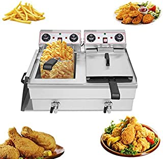 Deep Fryer, 24.9QT/ 23.6L 3400W MAX Stainless Steel Electric Deep Fryer with Basket, Countertop Fryer Commercial Deep Fryer for Chicken Chips Fries French Fries Restaurant Home Kitchen (24.9QT/ 23.6L)