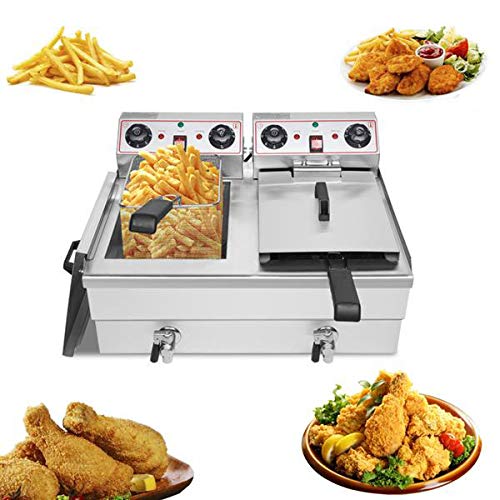 Deep Fryer, 24.9QT/ 23.6L 3400W MAX Stainless Steel Electric Deep Fryer with Basket, Countertop Fryer Commercial Deep Fryer for Chicken Chips Fries French Fries Restaurant Home Kitchen (24.9QT/ 23.6L)