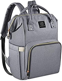 Land Diaper Bag for Mom, Ticent Baby Diaper Backpack Organizer Large Capacity Compact Dad Baby Bag Back Pack Toddler Nappy Bag Bookbag, Gray