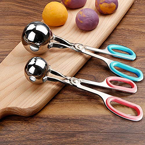 Meat Baller, 2 PCS None-Stick Meatball Maker with Detachable Anti-Slip Handles, Stainless Steel Meat Baller Tongs, Cake Pop, Ice Tongs, Cookie Dough Scoop for Kitchen (1.38