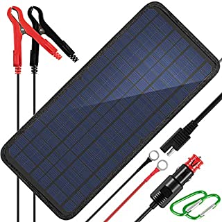 KINGSOLAR 10W 12v Solar Car Battery Charger, 12 Volts Solar Trickle Charger, Solar Panel Battery Maintainer,Portable Power Kit Portable Backup for Automotive,Boat, RV with Alligator Clip Adapter