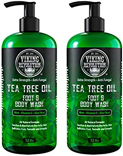 Antifungal Tea Tree Oil Body Wash Soap for Men - Helps Athlete's Foot, Toenail Fungus, Jock Itch, Eczema, Ringworm & Body Odors - Extra Strength Men's Body Wash (2 Pack)