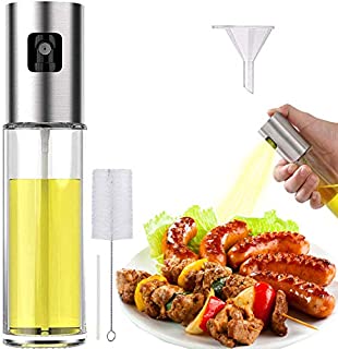 Oil Sprayer Spritzer for Cooking Air Fryer Olive Oil Mister Glass Bottle Evo Dispenser for Vinegar Vegetable Oil Mini Kitchen Gadgets for BBQ, Salad, Baking