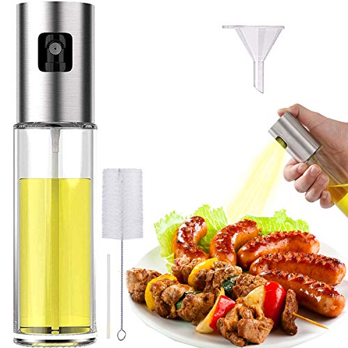 Oil Sprayer Spritzer for Cooking Air Fryer Olive Oil Mister Glass Bottle Evo Dispenser for Vinegar Vegetable Oil Mini Kitchen Gadgets for BBQ, Salad, Baking