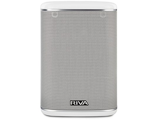 RIVA ARENA Smart Speaker Compact Wireless for Multi-Room music streaming and voice control works with Google Assistant (White)