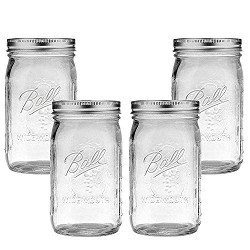 Ball Mason Jar-32 oz. Clear Glass Wide Mouth - Set of 4