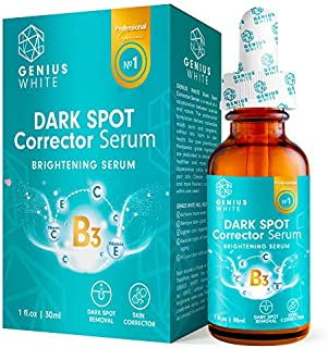 GENIUS Lightening Serum with Kojic Acid, Dark Spot Corrector Remover for Face and Body, Lightening Serum with Kojic Acid, Natural Gentle Skin Brightening & Bleaching Serum, Private Areas 1fl oz