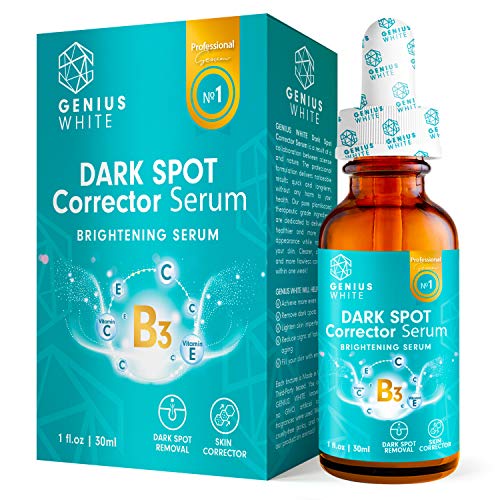 GENIUS Lightening Serum with Kojic Acid, Dark Spot Corrector Remover for Face and Body, Lightening Serum with Kojic Acid, Natural Gentle Skin Brightening & Bleaching Serum, Private Areas 1fl oz