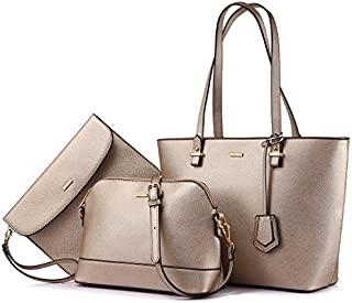 Handbags for Women Tote Bag Shoulder Bag Top Handle Satchel Purse Set 3PCS Fashion Pearlescent khaki