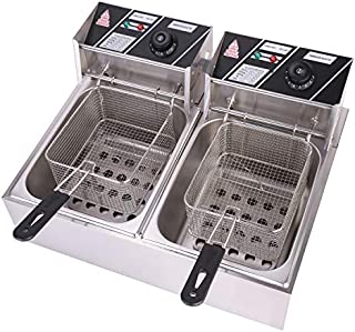 OLYM STORE Electric Deep Fryer w/Basket & Lid, Countertop Kitchen Frying Machine, Stainless Steel French Fryer for Turkey, French Fries, Donuts and More, 5KW 60Hz 110V (12L)