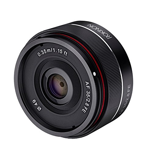 Rokinon IO35AF-E 35mm f/2.8 Ultra Compact Wide Angle Lens for Sony E Mount Full Frame, Black