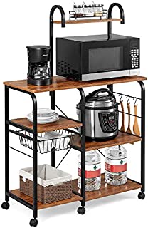 kealive Kitchen Bakers Rack on Wheels Freestanding, 35.5