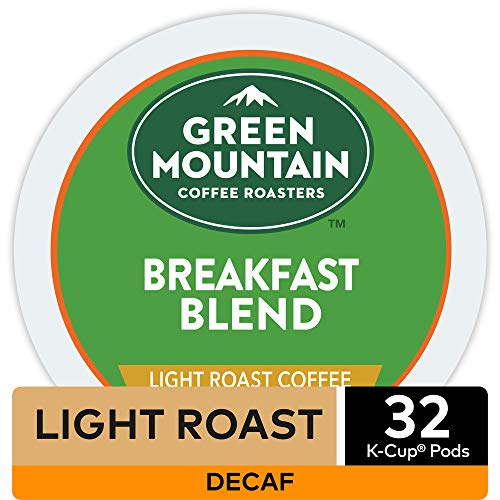 Green Mountain Coffee Roasters, Breakfast Blend Decaf Coffee, Keurig Single-Serve K-Cup Pods, Light Roast, 32 Count