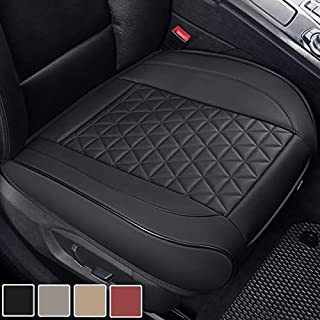 Black Panther Luxury PU Leather Car Seat Cover Cushion Front Seat Bottom Protector,Compatible with 90% Vehicles (Sedan SUV Pickup Van), Triangle Quilted Design - 1 Piece,Black (21.26×20.86 Inches)