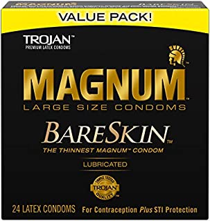 TROJAN Mangum Bareskin Lubricated Condoms, Pack of 2 x (24 Count ) = 48 Condoms.