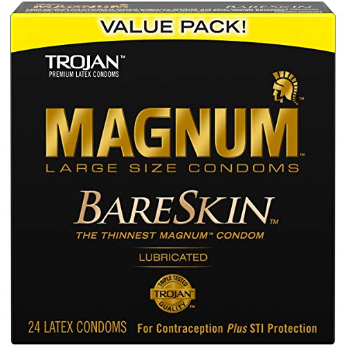 TROJAN Mangum Bareskin Lubricated Condoms, Pack of 2 x (24 Count ) = 48 Condoms.